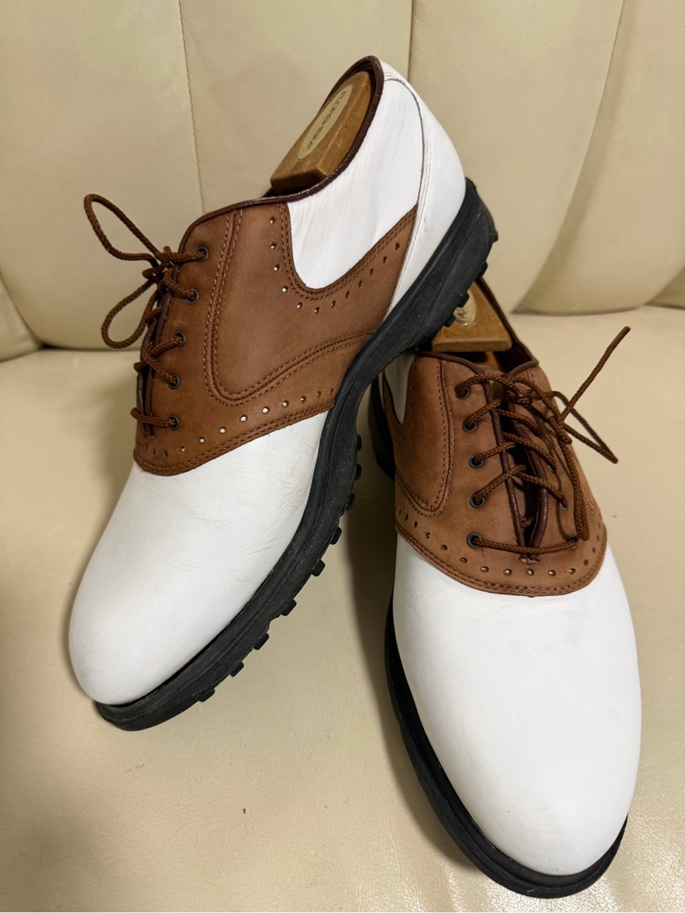 Nike White and Brown Wingtip Golf Oxfords